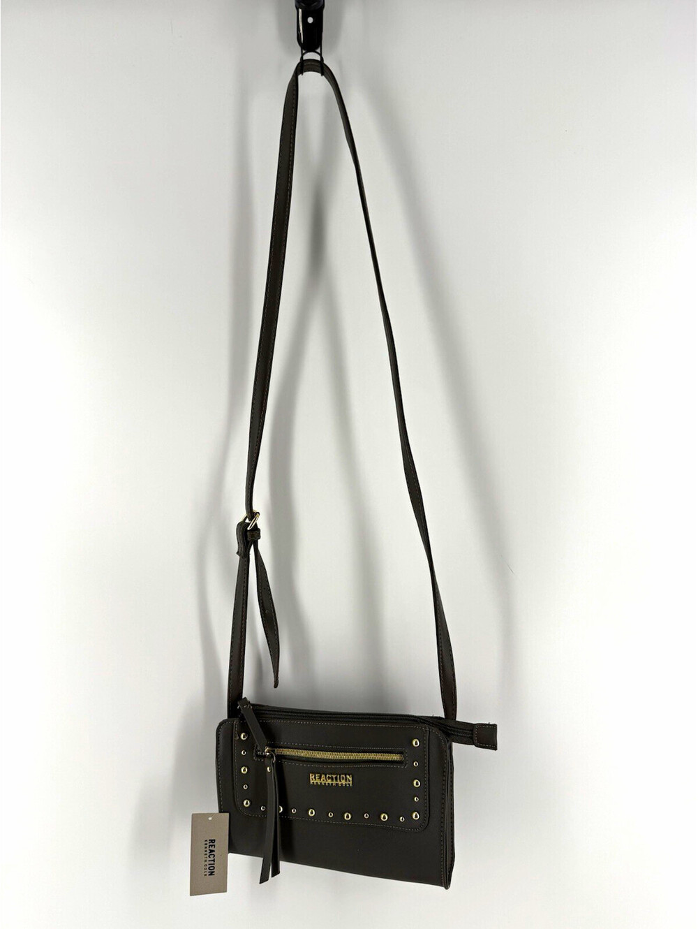 Kenneth Cole Reaction Women’s Small dark gray Studded Bag Gold Zip Pockets